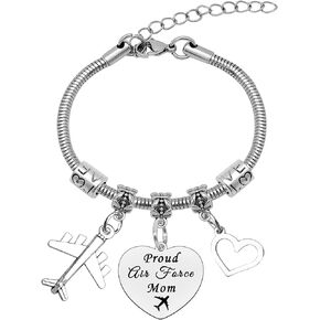 Airforce Mom Gifts Air Force Mom Bracelet Military Mom Gifts Deployment Gift Mother's Day Gift for Mom Proud Air Force Mom Bracelet Christmas Birthday Gift for Airforce Mom Army Mom
