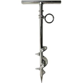 MARINE CITY Stainless Steel Long Grip Spiral Ground Anchor with O-Ring | 4-1/2 x 10-5/8 Inches | Ideal for Boat Mooring, Camping Tents, Puppy Tie-Out Stakes, Backyards, Marines, Yachts