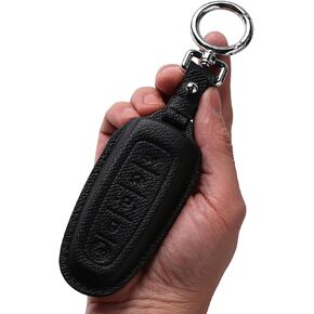 Leather Key Fob Cover Case,Key Shell Case Compatible for Ford C-Max Edge Escape Expedition Explorer Flex Focus Taurus Lincoln MKS MKT MKX (Deep Red)