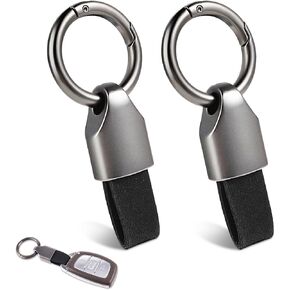 2Pcs Car Key Chain Ring Clip Leather Keychain Key Fob Keychain Small Key Fob Accessory with Keyrings Key Chain Rings for Car Keys Zinc Alloy Buckle Multifunctional Keychain Ring Holder (Black)