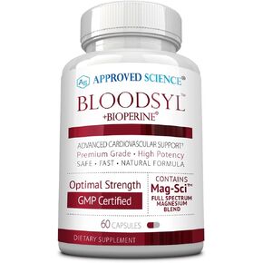Approved Science Bloodsyl - Supports Blood Flow - Hawthorn Berry, Magnesium, BioPerine - Vegan - 60 Capsules - Pack of 1