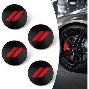 4 PCS Hub Center Cap, 2.48" Wheel Center Cover, Hub Cap Badge Decoration, Compatible with Dodge Challenger Charger Hellcat SRT Chrysler 300C (Black & Red)