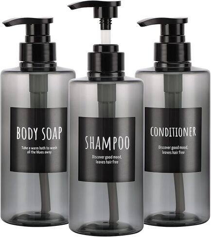 Segbeauty Shampoo Bottles with Pump, 16oz Empty Refillable Shower Bottle, 3 Pack 500ml Plastic Reusable Squeeze Lotion Dispenser for Shampoo and Conditioner Body Wash Liquid Soap Gel Bathroom Hotel in Saudi Arabia