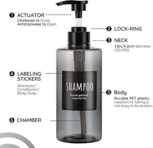 Segbeauty Shampoo Bottles with Pump, 16oz Empty Refillable Shower Bottle, 3 Pack 500ml Plastic Reusable Squeeze Lotion Dispenser for Shampoo and Conditioner Body Wash Liquid Soap Gel Bathroom Hotel in Saudi Arabia