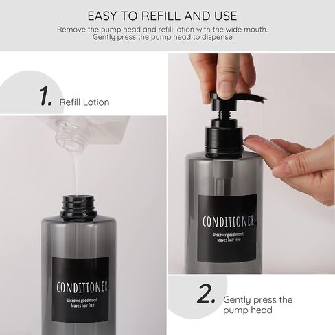 Segbeauty Shampoo Bottles with Pump, 16oz Empty Refillable Shower Bottle, 3 Pack 500ml Plastic Reusable Squeeze Lotion Dispenser for Shampoo and Conditioner Body Wash Liquid Soap Gel Bathroom Hotel in Saudi Arabia
