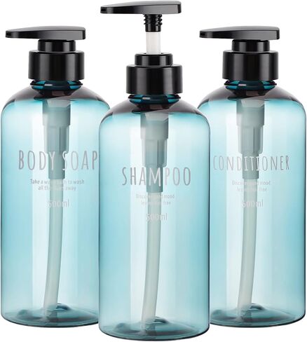 Segbeauty Shampoo Bottles with Pump, 16oz Empty Refillable Shower Bottle, 3 Pack 500ml Plastic Reusable Squeeze Lotion Dispenser for Shampoo and Conditioner Body Wash Liquid Soap Gel Bathroom Hotel in Saudi Arabia