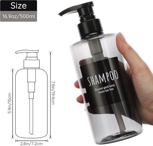 Segbeauty Shampoo Bottles with Pump, 16oz Empty Refillable Shower Bottle, 3 Pack 500ml Plastic Reusable Squeeze Lotion Dispenser for Shampoo and Conditioner Body Wash Liquid Soap Gel Bathroom Hotel in Saudi Arabia