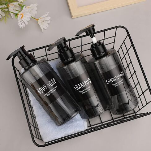 Segbeauty Shampoo Bottles with Pump, 16oz Empty Refillable Shower Bottle, 3 Pack 500ml Plastic Reusable Squeeze Lotion Dispenser for Shampoo and Conditioner Body Wash Liquid Soap Gel Bathroom Hotel in Saudi Arabia