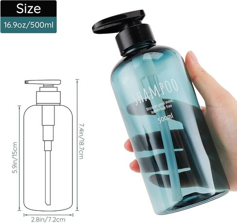 Segbeauty Shampoo Bottles with Pump, 16oz Empty Refillable Shower Bottle, 3 Pack 500ml Plastic Reusable Squeeze Lotion Dispenser for Shampoo and Conditioner Body Wash Liquid Soap Gel Bathroom Hotel in Saudi Arabia