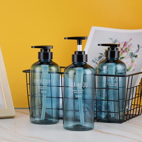 Segbeauty Shampoo Bottles with Pump, 16oz Empty Refillable Shower Bottle, 3 Pack 500ml Plastic Reusable Squeeze Lotion Dispenser for Shampoo and Conditioner Body Wash Liquid Soap Gel Bathroom Hotel in Saudi Arabia