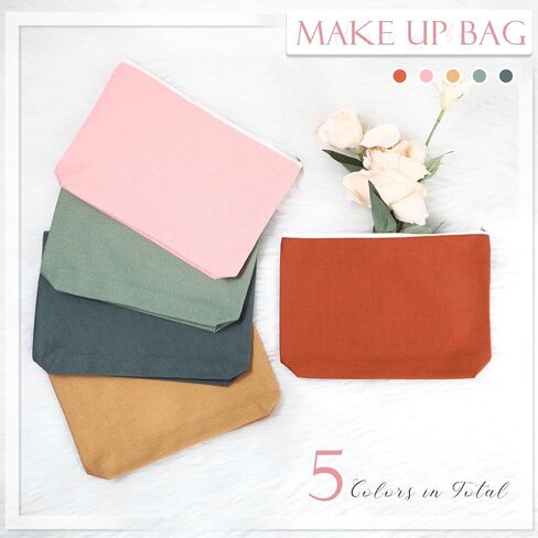 Reginary 10 Pack Canvas Makeup Bags Bulk for Women Multi Color Cosmetics Bag Travel Toiletry Bag Pencil Pouch Multiple Blank Makeup Bags with Zipper Gift for Valentine's Day Graduation(Boho Color) in Saudi Arabia