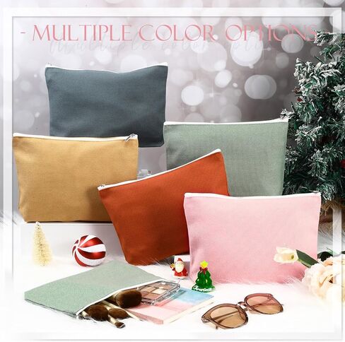 Reginary 10 Pack Canvas Makeup Bags Bulk for Women Multi Color Cosmetics Bag Travel Toiletry Bag Pencil Pouch Multiple Blank Makeup Bags with Zipper Gift for Valentine's Day Graduation(Boho Color) in Saudi Arabia