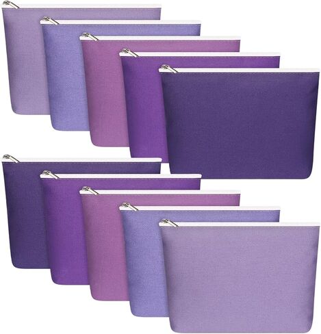Reginary 10 Pack Canvas Makeup Bags Bulk for Women Multi Color Cosmetics Bag Travel Toiletry Bag Pencil Pouch Multiple Blank Makeup Bags with Zipper Gift for Valentine's Day Graduation(Boho Color) in Saudi Arabia