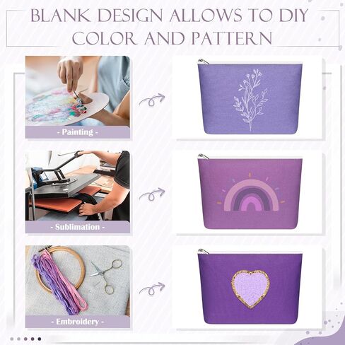 Reginary 10 Pack Canvas Makeup Bags Bulk for Women Multi Color Cosmetics Bag Travel Toiletry Bag Pencil Pouch Multiple Blank Makeup Bags with Zipper Gift for Valentine's Day Graduation(Boho Color) in Saudi Arabia
