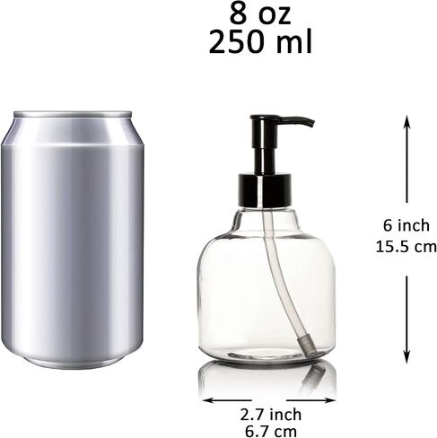 Youngever 6 Pack Plastic Pump Bottles, Clear Refillable Plastic Pump Bottles with Travel Lock (8 Ounce) in Saudi Arabia