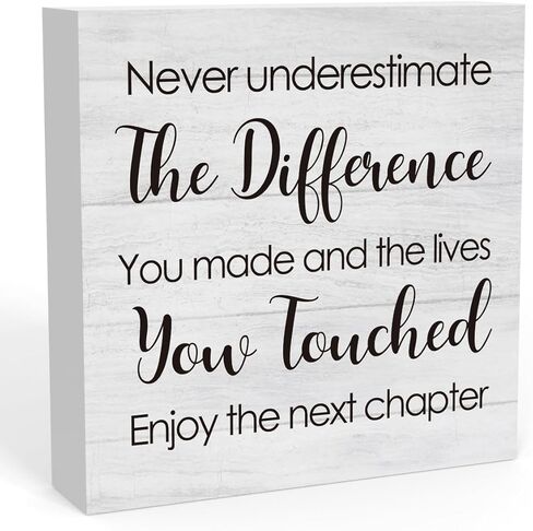 اقتباس تحفيزي لا تقلل أبدًا من الفرق، علامة صندوق خشبي، ديكور مكتب مكتب، 5 × 5 بوصات، علامة صندوق خشبي ملهمة، ديكور مزرعة ريفية in Kuwait