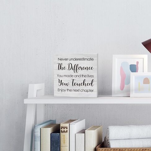 اقتباس تحفيزي لا تقلل أبدًا من الفرق، علامة صندوق خشبي، ديكور مكتب مكتب، 5 × 5 بوصات، علامة صندوق خشبي ملهمة، ديكور مزرعة ريفية in Kuwait