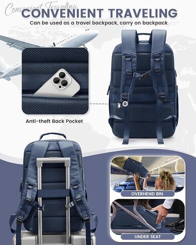 Travel Backpack For Women Men Laptop Backpack For Traveling On Airplane Travel Backpack Carry On Flight Approved Carry On Backpack Spirit Airlines Personal Item Bag 18x14x8 Blue in Saudi Arabia