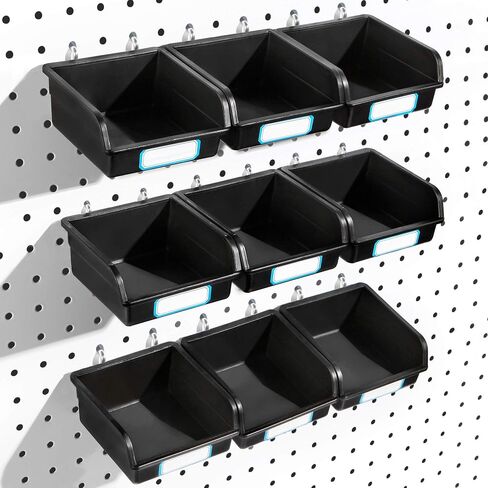 FRIMOONY 16 علبة Pegboard مع خطافات وملصقات، لتنظيم الملحقات، أسود in Kuwait