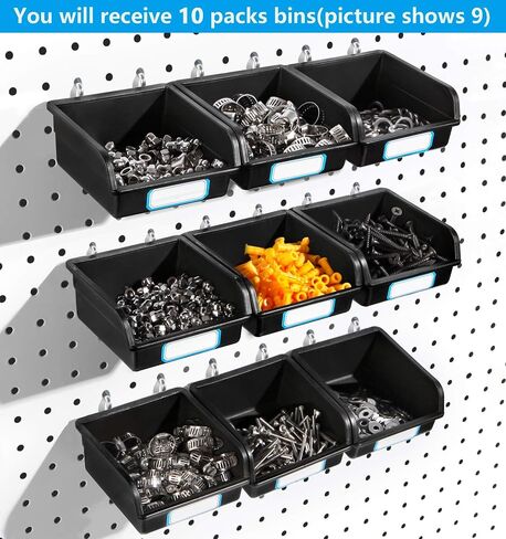 FRIMOONY 16 علبة Pegboard مع خطافات وملصقات، لتنظيم الملحقات، أسود in Kuwait