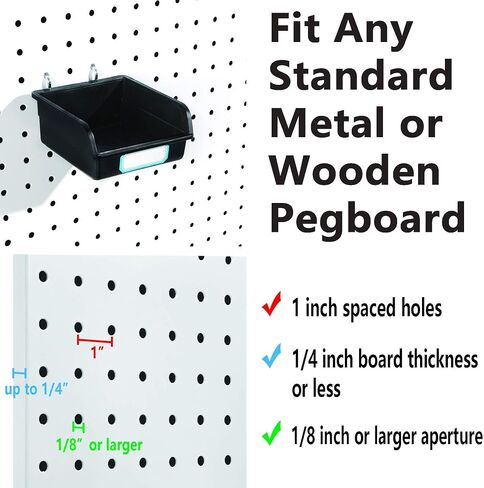 FRIMOONY 16 علبة Pegboard مع خطافات وملصقات، لتنظيم الملحقات، أسود in Kuwait