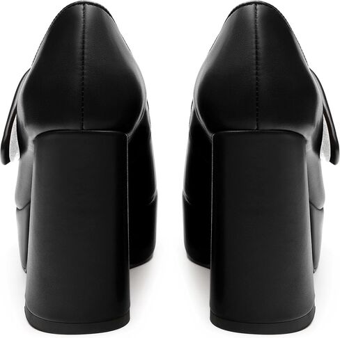 حذاء نسائي من JUSTDANNI بكعب ماري جين وكعب عالٍ مكتنز ومربع مغلق عند الأصابع حذاء مريح بحزام واحد لحفلات الزفاف والمكتب in Kuwait