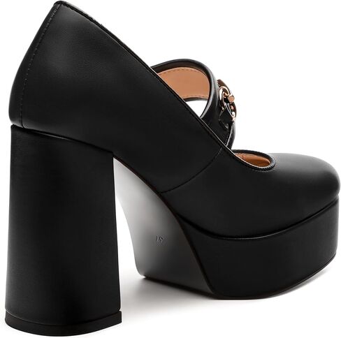 حذاء نسائي من JUSTDANNI بكعب ماري جين وكعب عالٍ مكتنز ومربع مغلق عند الأصابع حذاء مريح بحزام واحد لحفلات الزفاف والمكتب in Kuwait