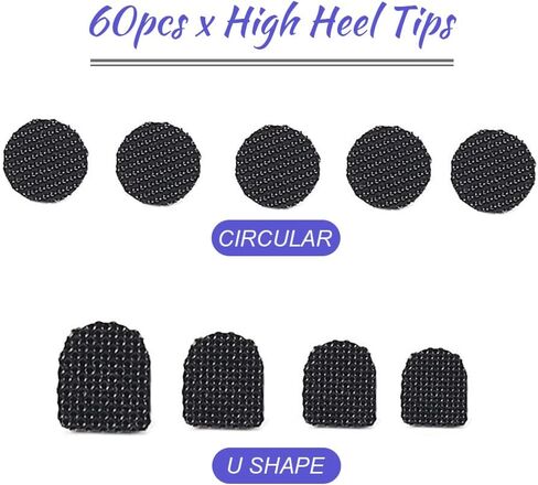 60pcs High Heel Replacement Tips for Womens, Shoe Heel Replacement Dowels High Heel Caps Protectors Heels Repair Kit for High Heel Shoes(Black) in Saudi Arabia