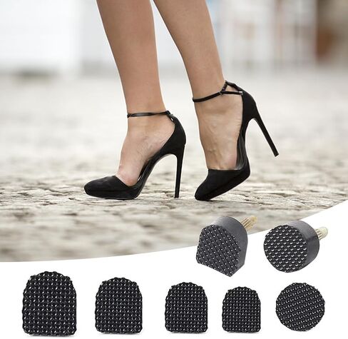 60pcs High Heel Replacement Tips for Womens, Shoe Heel Replacement Dowels High Heel Caps Protectors Heels Repair Kit for High Heel Shoes(Black) in Saudi Arabia
