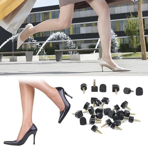 60pcs High Heel Replacement Tips for Womens, Shoe Heel Replacement Dowels High Heel Caps Protectors Heels Repair Kit for High Heel Shoes(Black) in Saudi Arabia
