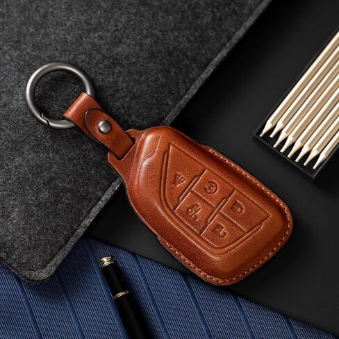 Leather Cadillac Key Fob Cover Keychain Holder car Key case protector CT4 CT5 accessories Blade shape in Saudi Arabia