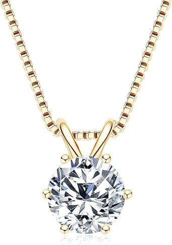 WOAINI Moissanite Pendant Necklaces for Women, Solitaire Moissanite Necklace Pendant, 18" & 2" Extender, Valentine's Day Anniversary Birthday Gift for Lady, 925 Sterling Silver 18K Gold Plated in Saudi Arabia