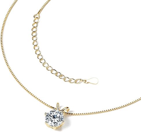 WOAINI Moissanite Pendant Necklaces for Women, Solitaire Moissanite Necklace Pendant, 18" & 2" Extender, Valentine's Day Anniversary Birthday Gift for Lady, 925 Sterling Silver 18K Gold Plated in Saudi Arabia