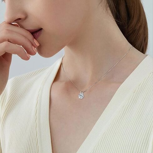 WOAINI Moissanite Pendant Necklaces for Women, Solitaire Moissanite Necklace Pendant, 18" & 2" Extender, Valentine's Day Anniversary Birthday Gift for Lady, 925 Sterling Silver 18K Gold Plated in Saudi Arabia