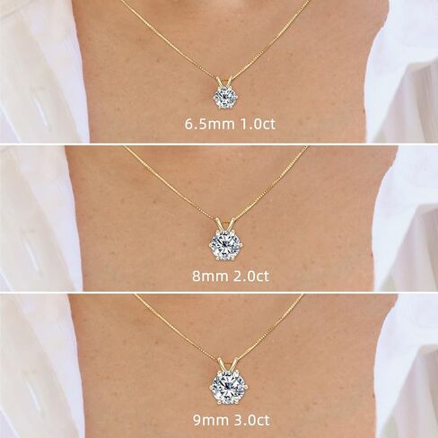WOAINI Moissanite Pendant Necklaces for Women, Solitaire Moissanite Necklace Pendant, 18" & 2" Extender, Valentine's Day Anniversary Birthday Gift for Lady, 925 Sterling Silver 18K Gold Plated in Saudi Arabia