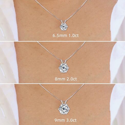 WOAINI Moissanite Pendant Necklaces for Women, Solitaire Moissanite Necklace Pendant, 18" & 2" Extender, Valentine's Day Anniversary Birthday Gift for Lady, 925 Sterling Silver 18K Gold Plated in Saudi Arabia