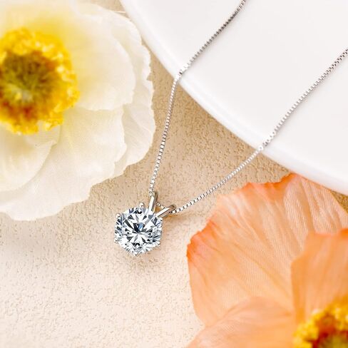 WOAINI Moissanite Pendant Necklaces for Women, Solitaire Moissanite Necklace Pendant, 18" & 2" Extender, Valentine's Day Anniversary Birthday Gift for Lady, 925 Sterling Silver 18K Gold Plated in Saudi Arabia