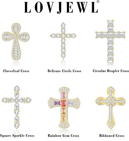 14K Gold Plated Dainty Cross Necklace for Women, Non Tarnish Cross Silver Pendants Necklaces for Women Trendy, Medium Cubic Zirconia Necklace for Women in Saudi Arabia