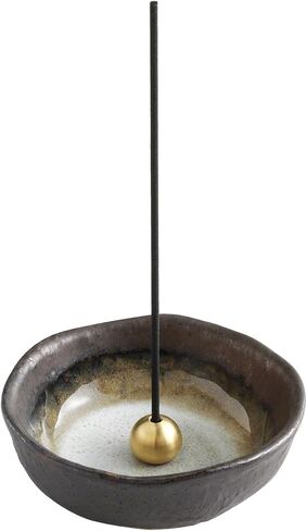 Asayu Japan Small Mini Incense Holder for Sticks, Nature Aquamarine Color, 3.3 inch (83mm), Made in Japan Ceramic Ash Catcher & Brass Incense Burner Set for Relaxation, Meditation, Office & Home Decor in Saudi Arabia