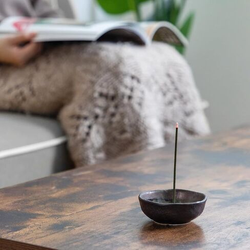 Asayu Japan Small Mini Incense Holder for Sticks, Nature Aquamarine Color, 3.3 inch (83mm), Made in Japan Ceramic Ash Catcher & Brass Incense Burner Set for Relaxation, Meditation, Office & Home Decor in Saudi Arabia
