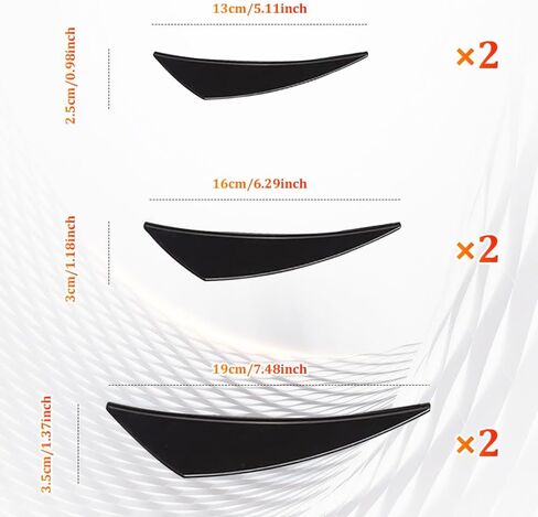 6PCS Car Spoiler Canards Kit, Universal Auto Front Bumper Lip Splitter, Fender Side Vents Stickers Soft Fins Spoiler Kit, Decoration Strip Car Accessories for Car Body (Bright Black) in Saudi Arabia