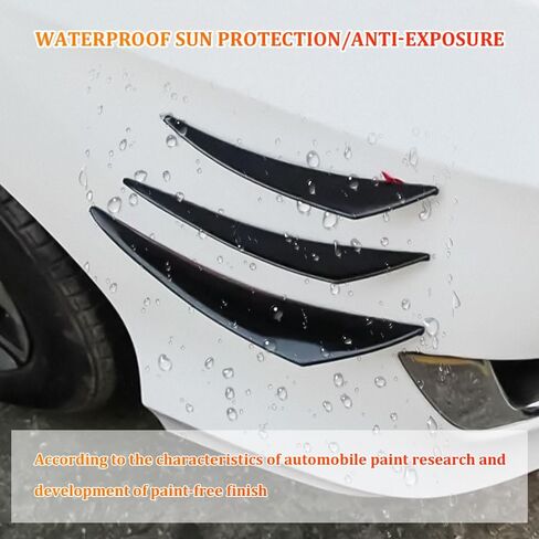 6PCS Car Spoiler Canards Kit, Universal Auto Front Bumper Lip Splitter, Fender Side Vents Stickers Soft Fins Spoiler Kit, Decoration Strip Car Accessories for Car Body (Bright Black) in Saudi Arabia