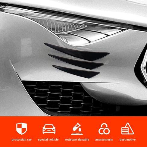 6PCS Car Spoiler Canards Kit, Universal Auto Front Bumper Lip Splitter, Fender Side Vents Stickers Soft Fins Spoiler Kit, Decoration Strip Car Accessories for Car Body (Bright Black) in Saudi Arabia