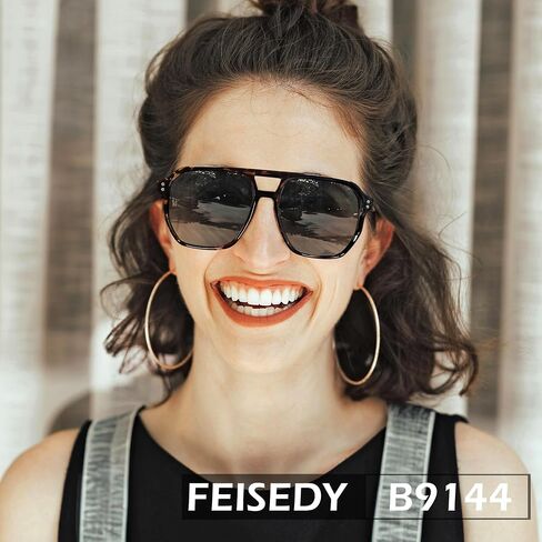 FEISEDY Retro Avaitor Sunglasses Women Men Vintage Square 70s Plastic Frame Pilot Sun Glasses B9144 in Saudi Arabia