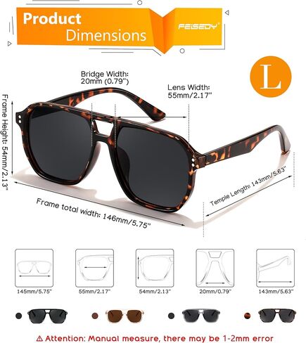 FEISEDY Retro Avaitor Sunglasses Women Men Vintage Square 70s Plastic Frame Pilot Sun Glasses B9144 in Saudi Arabia