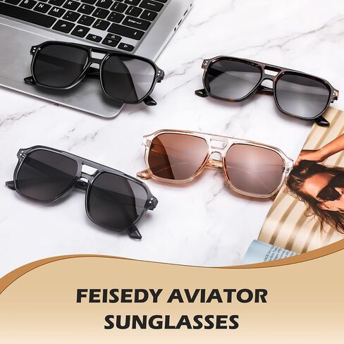 FEISEDY Retro Avaitor Sunglasses Women Men Vintage Square 70s Plastic Frame Pilot Sun Glasses B9144 in Saudi Arabia
