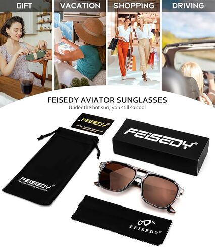 FEISEDY Retro Avaitor Sunglasses Women Men Vintage Square 70s Plastic Frame Pilot Sun Glasses B9144 in Saudi Arabia