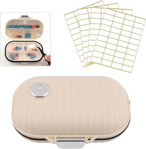 صيدلية جيب مع ملصقات، صندوق صيدلية محمول مع ملصقات، حقيبة حبوب محمولة مع 7 حجرات، قم بفرز أدويتك وخذها معك للاستخدام اليومي أو السفر in Kuwait