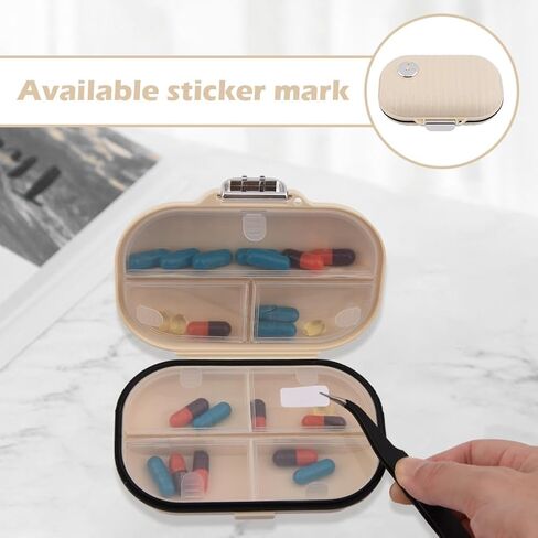 صيدلية جيب مع ملصقات، صندوق صيدلية محمول مع ملصقات، حقيبة حبوب محمولة مع 7 حجرات، قم بفرز أدويتك وخذها معك للاستخدام اليومي أو السفر in Kuwait