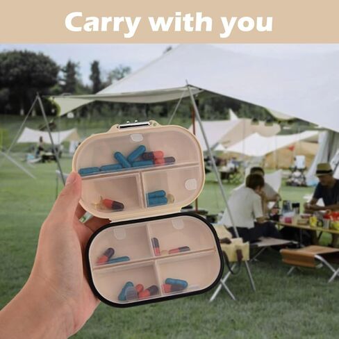 صيدلية جيب مع ملصقات، صندوق صيدلية محمول مع ملصقات، حقيبة حبوب محمولة مع 7 حجرات، قم بفرز أدويتك وخذها معك للاستخدام اليومي أو السفر in Kuwait